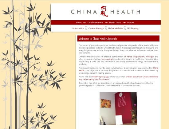 Web design and website maintenance and hosting by E-Success for China Health, Ipswich