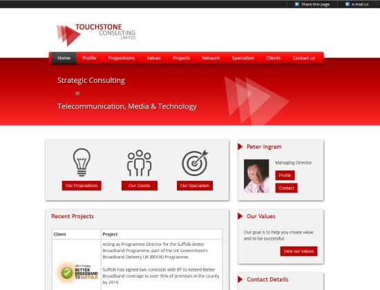 Touchstone Consulting Limited website - By E-Success, Ipswich